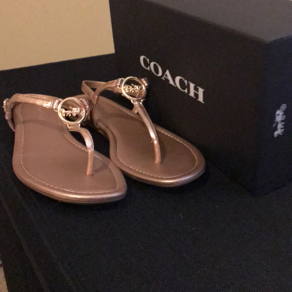 SOLD - Coach Rose Gold Jazmin Metal Sandal.